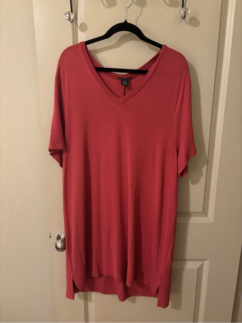 Waffle Knit V-Neck Short Sleeve  Dress - Casual,boho,trendy,capsule,comfy